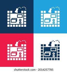 Board Game blue and red four color minimal icon set