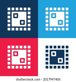 Board Game blue and red four color minimal icon set