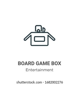 Board game box outline vector icon. Thin line black board game box icon, flat vector simple element illustration from editable entertainment concept isolated stroke on white background