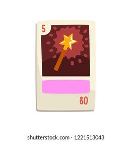 Board game card with magic wand vector Illustration on a white background