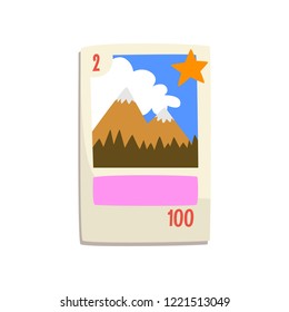 Board game card with mountains vector Illustration on a white background