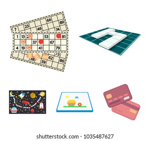 Board game cartoon icons in set collection for design. Game and entertainment vector symbol stock web illustration.
