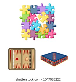 Board game cartoon icons in set collection for design. Game and entertainment vector symbol stock web illustration.