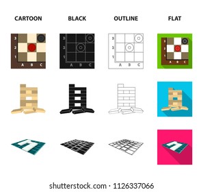 Board game cartoon,black,outline,flat icons in set collection for design. Game and entertainment vector symbol stock web illustration.