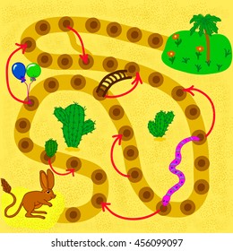 Board game for children. Jerboa. Vector.