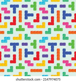 board game colorful plastic bricks shiny glossy texture vector kawaii seamless pattern Gift Wrap wallpaper background