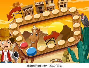 Juego de mesa con temática de desierto y vaquero
