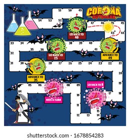 Board game design with the Corona Virus theme