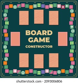 board game design elements, board game path template, vector illustration