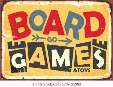 Board game design in retro style with yellow background and text in the middle of the picture. Vector vintage illustration. 