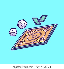 Board Game With Dice And Card Game Cartoon Vector Icon Illustration. Holiday Object Icon Concept Isolated Premium Vector. Flat Cartoon Style