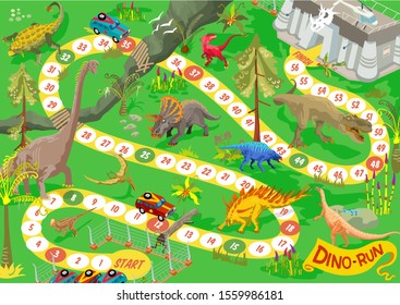 Board Game Dinosaurs Escape Adventure Dino Stock Vector (Royalty Free ...