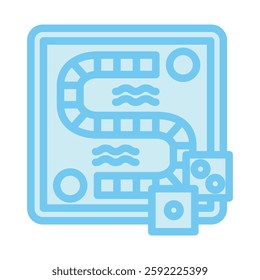 Board Game dual tone blue color, mini illustration icon. use for modern concept, print, UI, UX kit, web and app development. Vector EPS 10, related to entertainment, festival, funfair and hobbies.