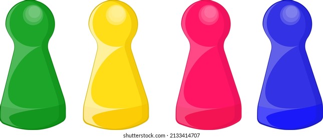 Board game figures, illustration, vector on a white background.