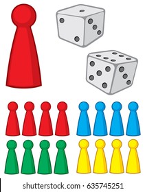 board game figures (pieces) with dices vector illustration