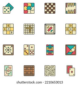 Board Game Filled Line Icon Set