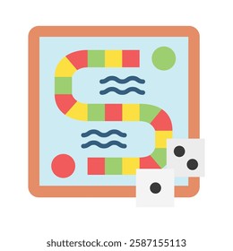 Board Game flat color, mini illustration icon. use for modern concept, print, UI, UX kit, web and app development. Vector EPS 10, related to entertainment, festival, funfair and hobbies.