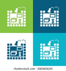 Board Game Flat four color minimal icon set