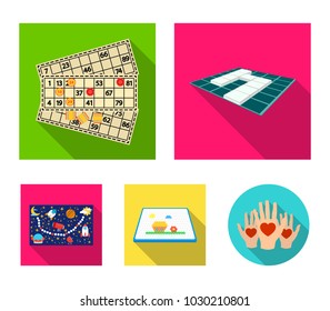 Board game flat icons in set collection for design. Game and entertainment vector symbol stock web illustration.