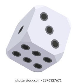 Juego de mesa, vista isométrica plana. Icono de colores aislados de los juegos de dados. Juego de mesa familiar para adultos y niños para el ocio y la recreación. Ilustración del vector