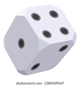 Board game, flat isometric view. Isolated colored icon of dice table gaming. Cartoon family table game for adults and kids for leisure and recreation. Vector illustration
