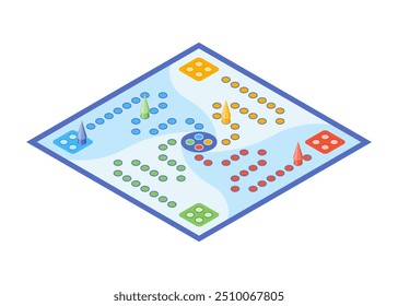 Juego de Tablero, vista isométrica plana. Icono de color aislado. Jugar a las cartas y jugar a los dados. Dibujos animados juego de mesa familiar para adultos y niños para el ocio y el Ocio. Ilustración vectorial