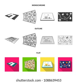 Board game flat,outline,monochrome icons in set collection for design. Game and entertainment vector symbol stock web illustration.