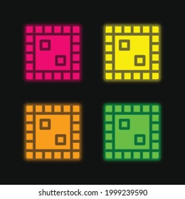 Board Game four color glowing neon vector icon