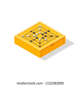 Board Game Go Isometric View on a White. Vector illustration of Strategy and Competition