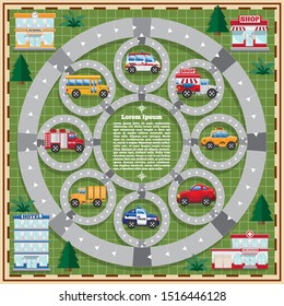 Board game. Highway. Side view. Vector illustration.