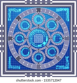 Board game with HUD elements. Vector illustration.