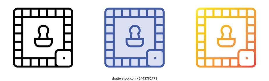 board game icon. Linear, Blue Fill and Gradient Style Design Isolated On White Background