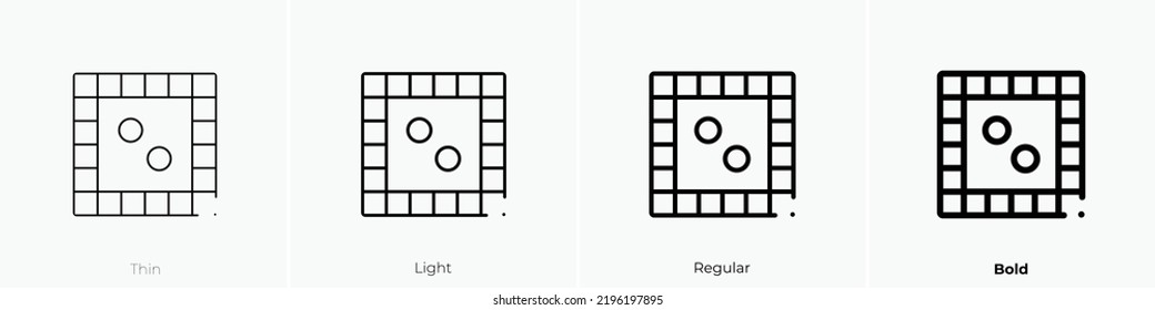 board game icon. Thin, Light Regular And Bold style design isolated on white background
