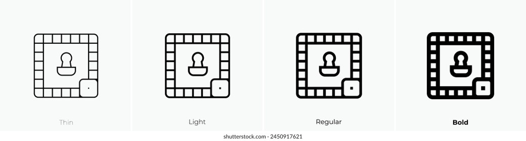 board game icon. Thin, Light Regular And Bold style design isolated on white background