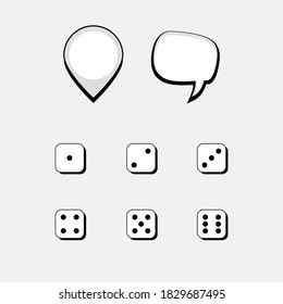 Board game icons set throwing dice