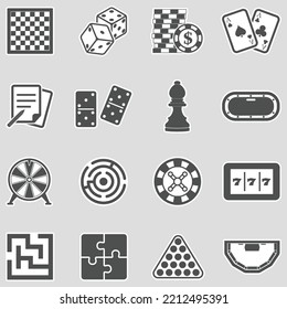 Board Game Icons. Sticker Design. Vector Illustration.