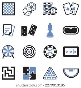 Board Game Icons. Two Tone Flat Design. Vector Illustration.