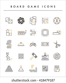 Board Game Icons Vector Line Illustration