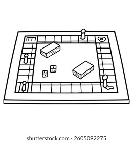 board game illustration hand drawn outline vector