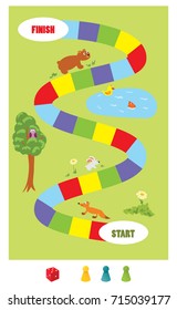 Board game for kids with dice, vector illustration