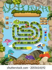 Board Game for kids in dinosaur style template illustration