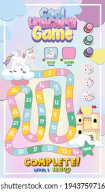 Board Game for kids in pastel unicorn style template illustration