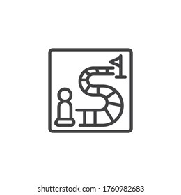 Board game line icon. linear style sign for mobile concept and web design. Board game with start and finish outline vector icon. Symbol, logo illustration. Vector graphics