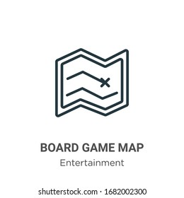 Icono de vector de esquema de mapa de juego de mesa. Icono de mapa de juego de tablero negro en línea delgada, ilustración de elemento simple vector plano del concepto de entretenimiento editable trazo aislado en fondo blanco