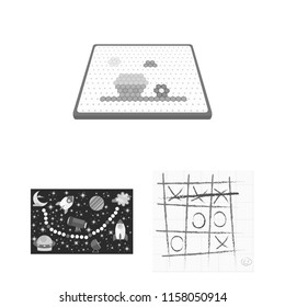 Board game monochrome icons in set collection for design. Game and entertainment vector symbol stock web illustration.