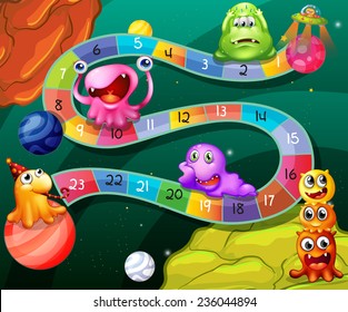 Board game with numbers and aliens theme