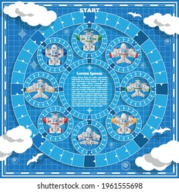 A board game on the airplanes theme. Vector illustration.