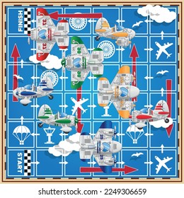 A board game on the airplanes theme. Vector illustration.