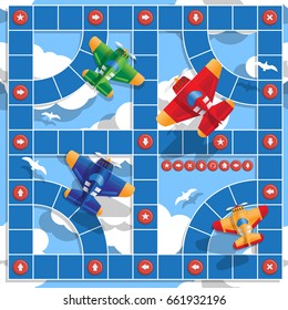 Board game on aviation. Vector design for app game user interface.