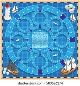 A board game on the marine theme. Vector design for app game user interface.